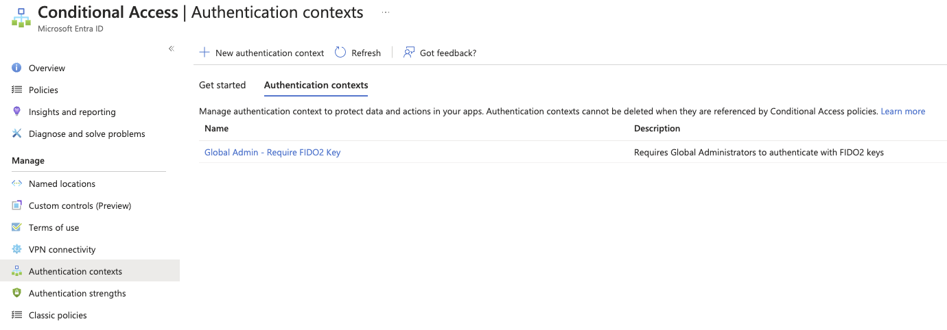 Conditional Access Authentication contexts